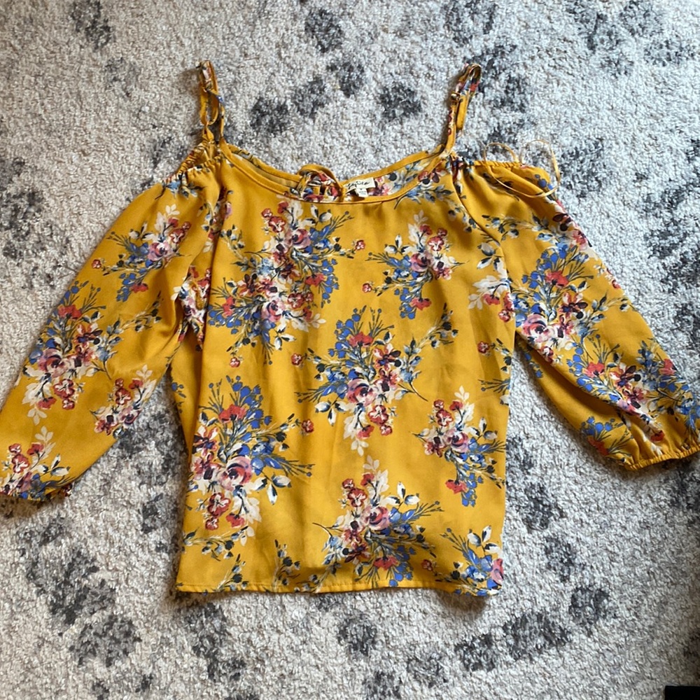 Yellow floral off the shoulder blouse
